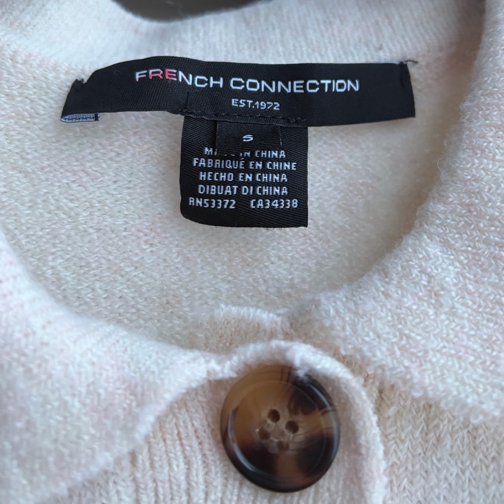 🆕 French Connection Cream Knit Polo Sweater Button Front Soft Stretchy Size S - Picture 14 of 15